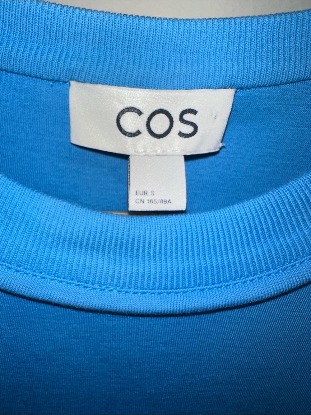 COS Signature Draped-Sleeve Midi Dress. Azure Blue,Soft Jersey Fabric. Leg Slits - Picture 7 of 16